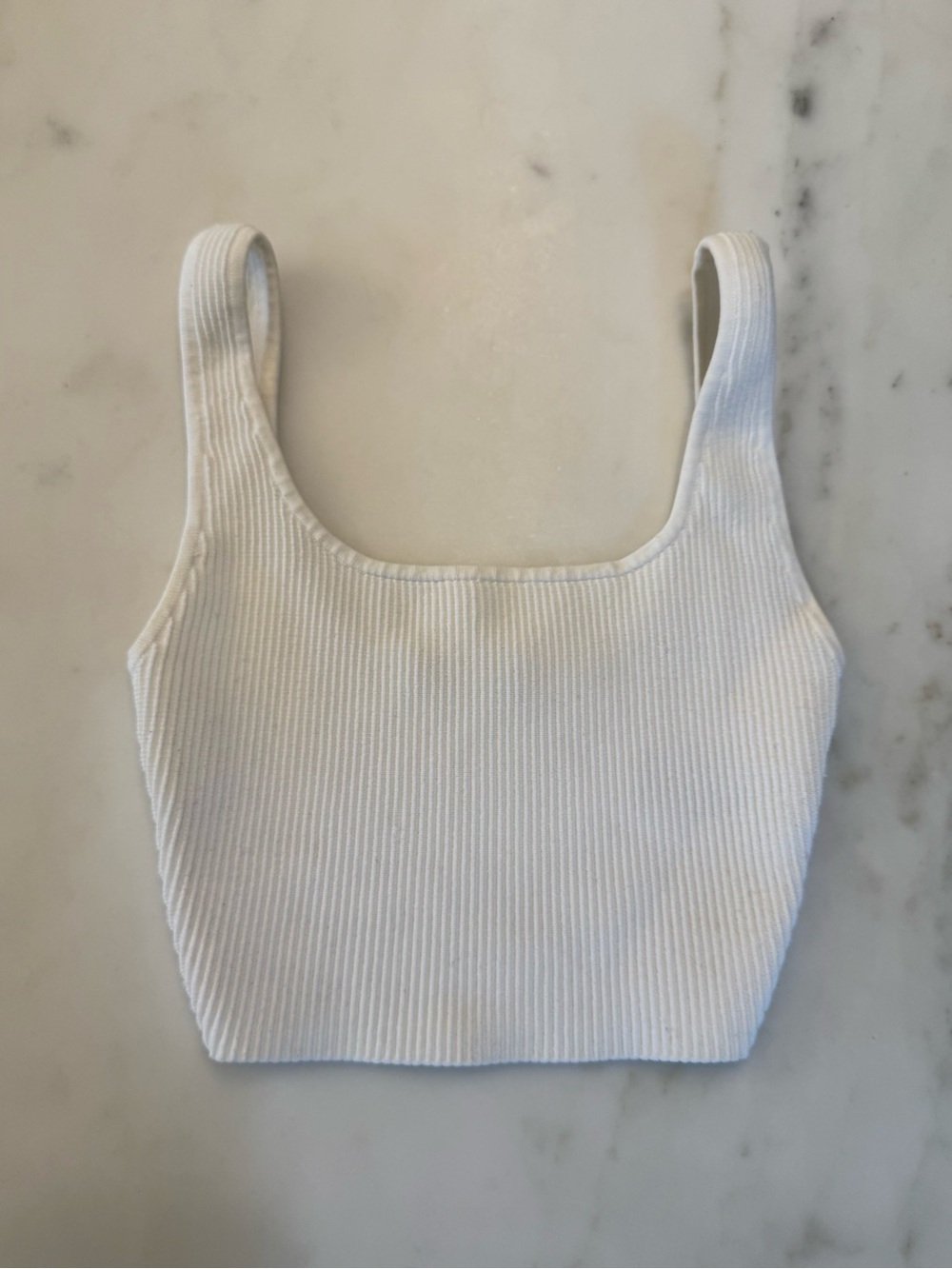 Babaton by Aritzia White Ribbed Square-Neck Crop Top 2XS